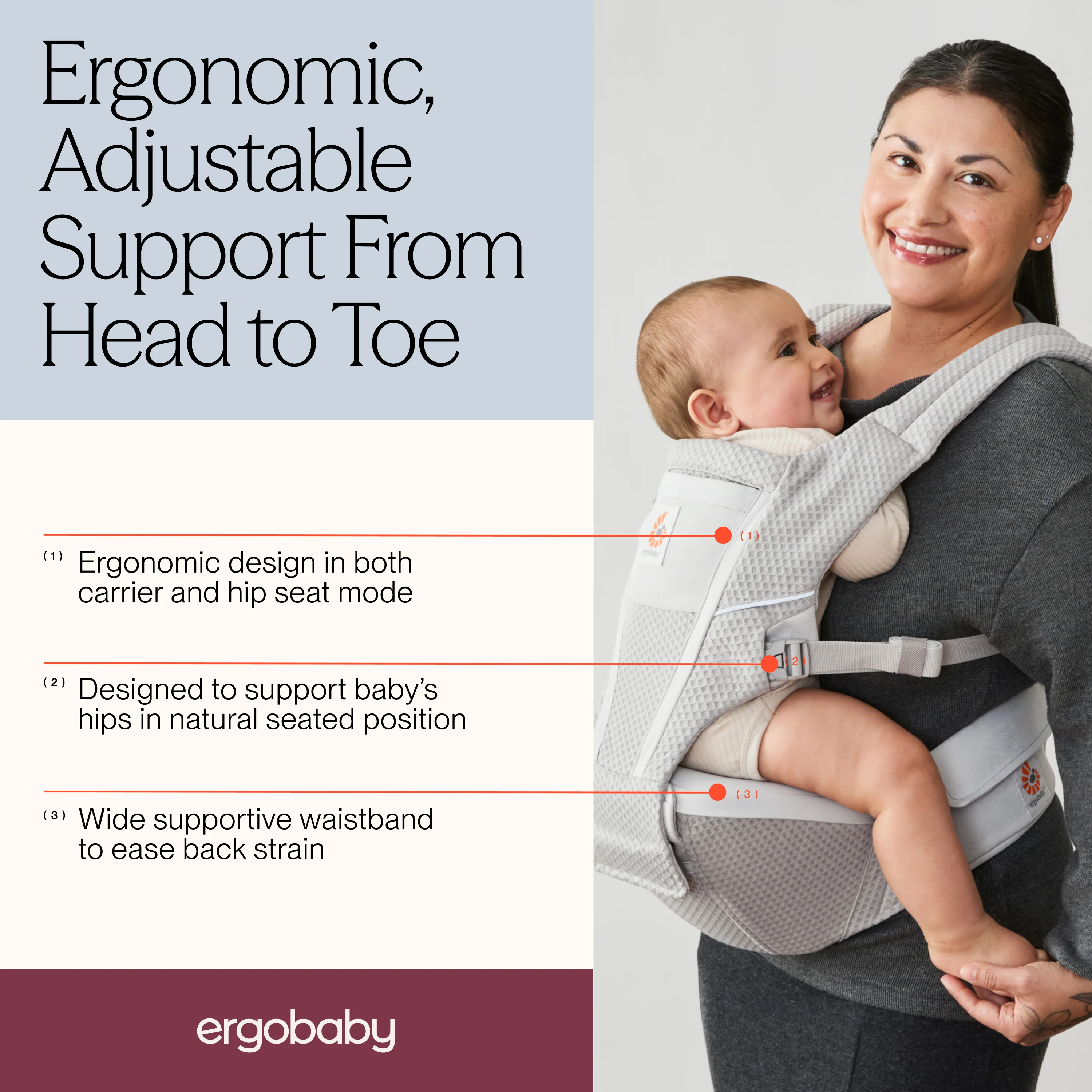Alta Hip Seat Baby Carrier - Pearl Grey - Image 6