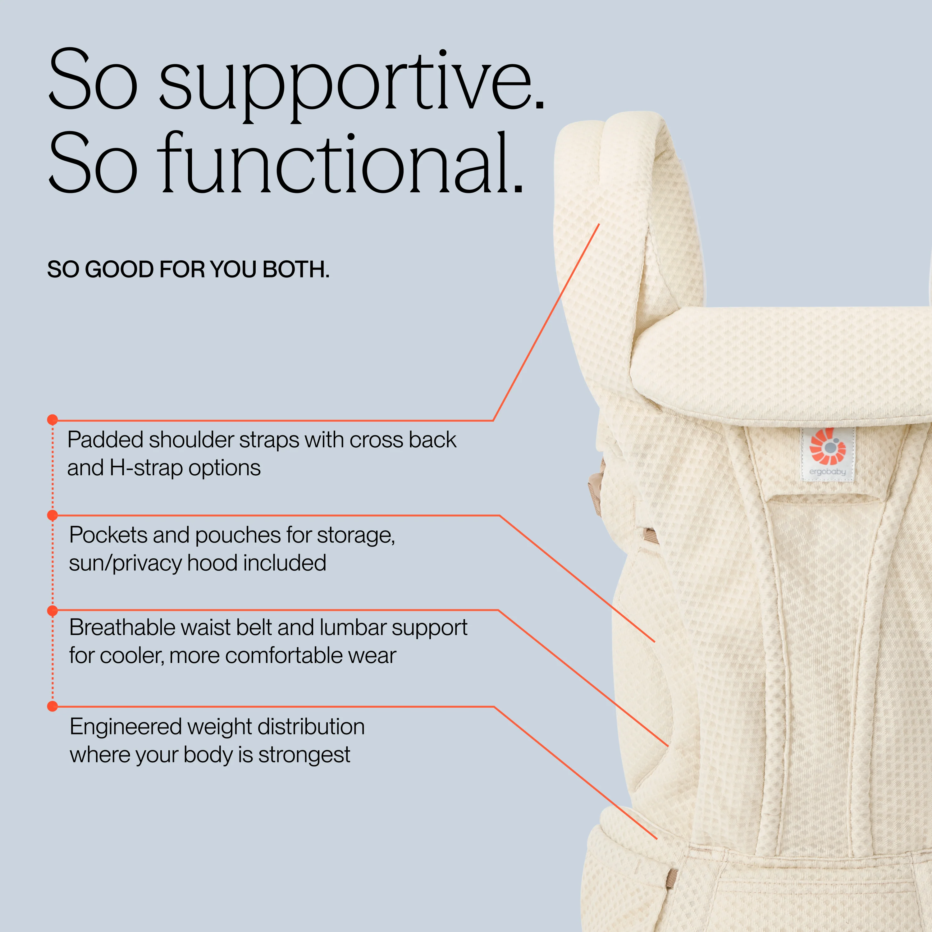 Omni Deluxe Mesh Baby Carrier - Natural Beige - Image 7